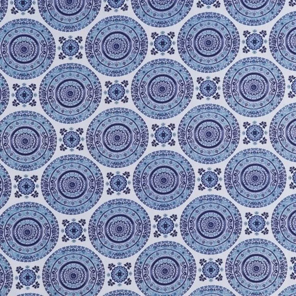 Blue Medallion Grommet Window Curtains 84